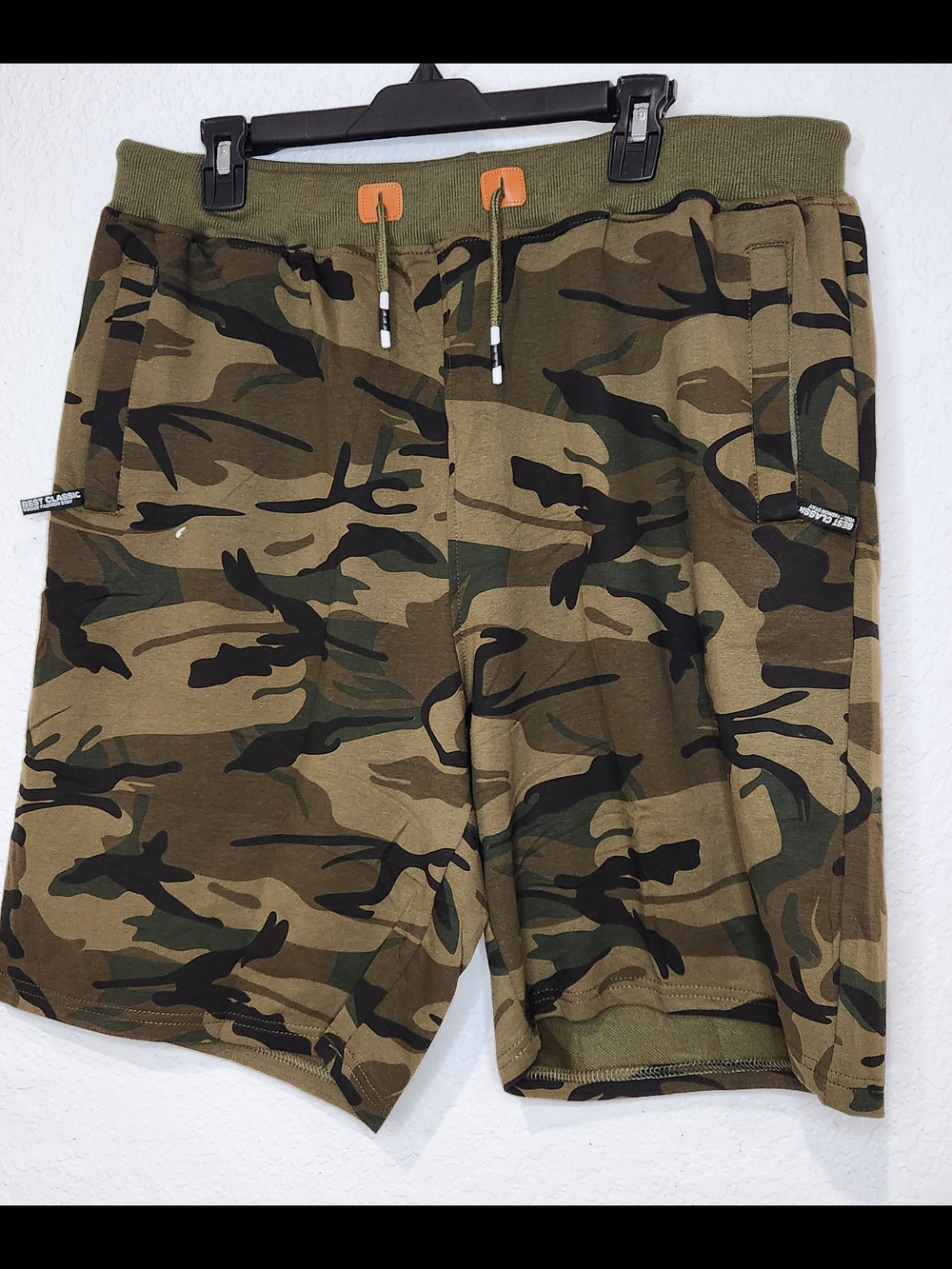 Vogue Fashion Stay Olive Camo Men's Athletic Shorts.